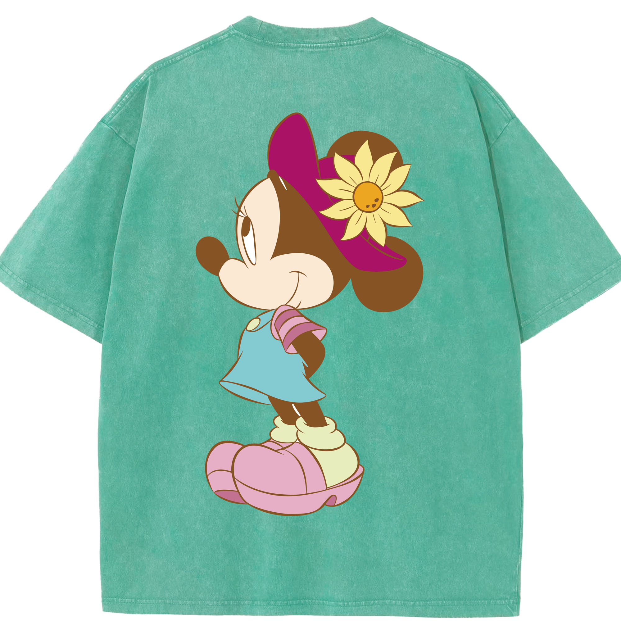 （画像用） ミッキーマウス Mickey Mouse 綿100% ヴィンテージ風 半袖Tシャツ（背面プリント）